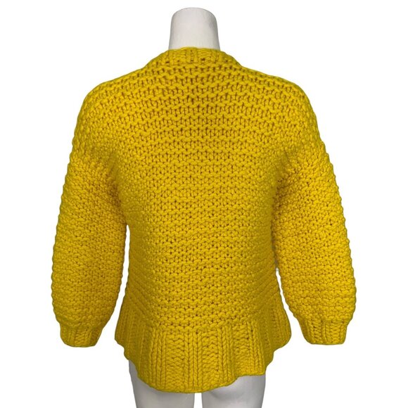 Loopy Mango Handmade Urban Fisherman Sweater S/M Sunshine Yellow Merino Wool - Picture 2 of 16